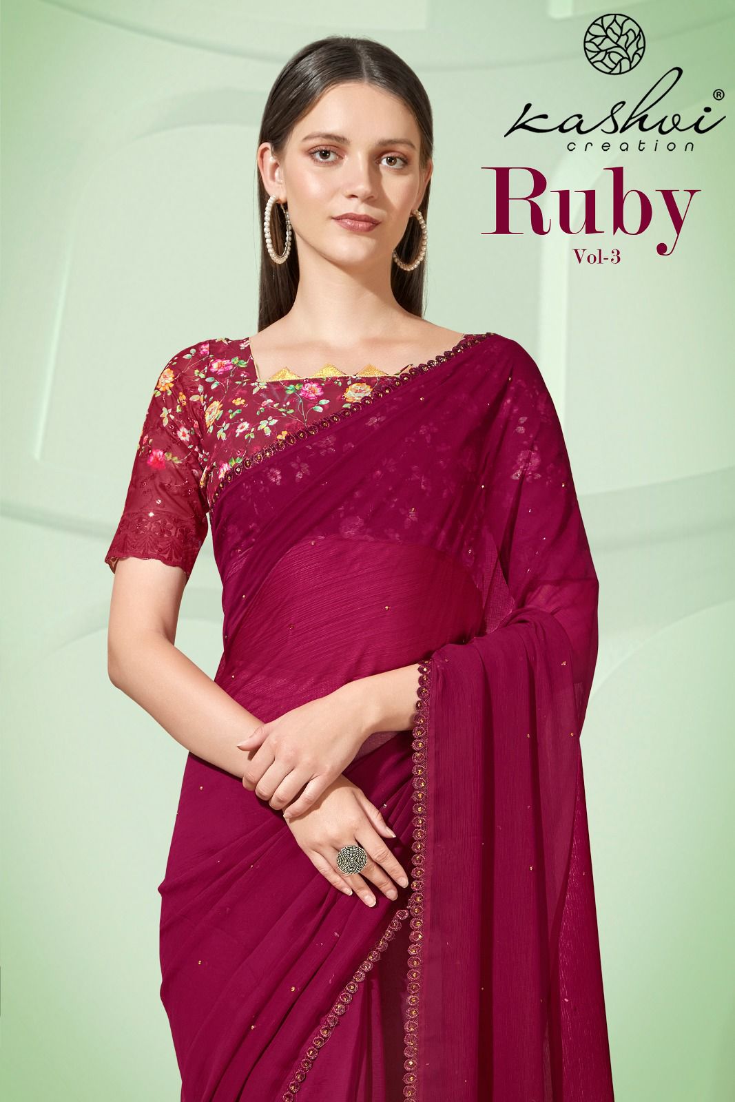 lt kashvi creation ruby vol 3 chiffon attractive look saree catalog