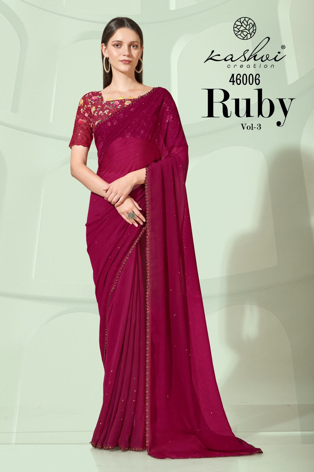 lt kashvi creation ruby vol 3 chiffon attractive look saree catalog