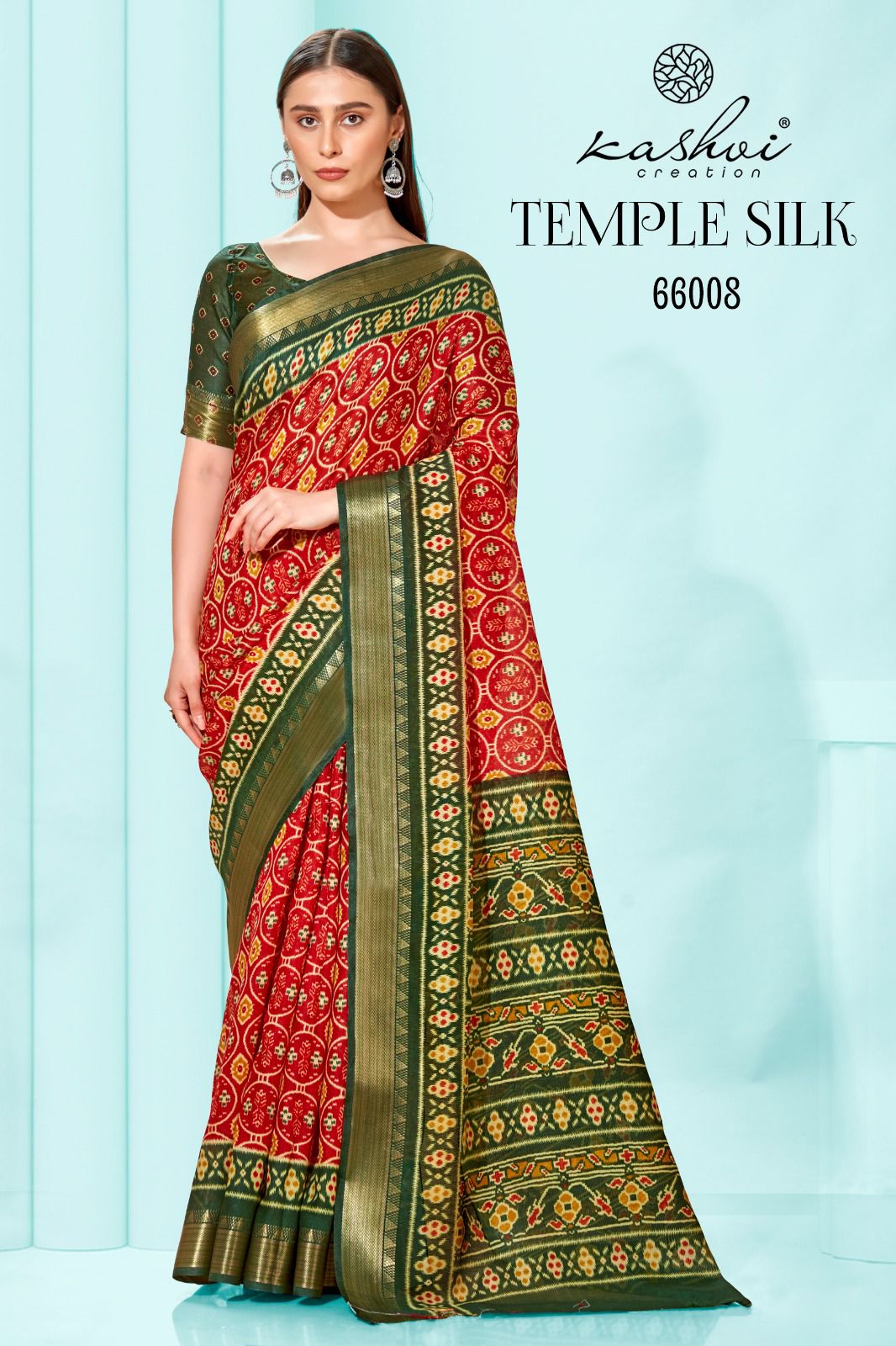 lt kashvi creation temple silk cotton decent look saree catalog