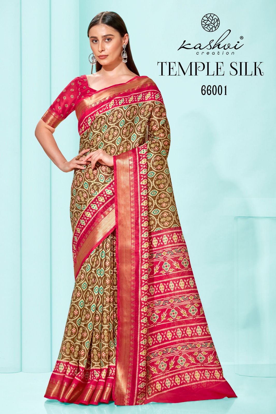 lt kashvi creation temple silk cotton decent look saree catalog