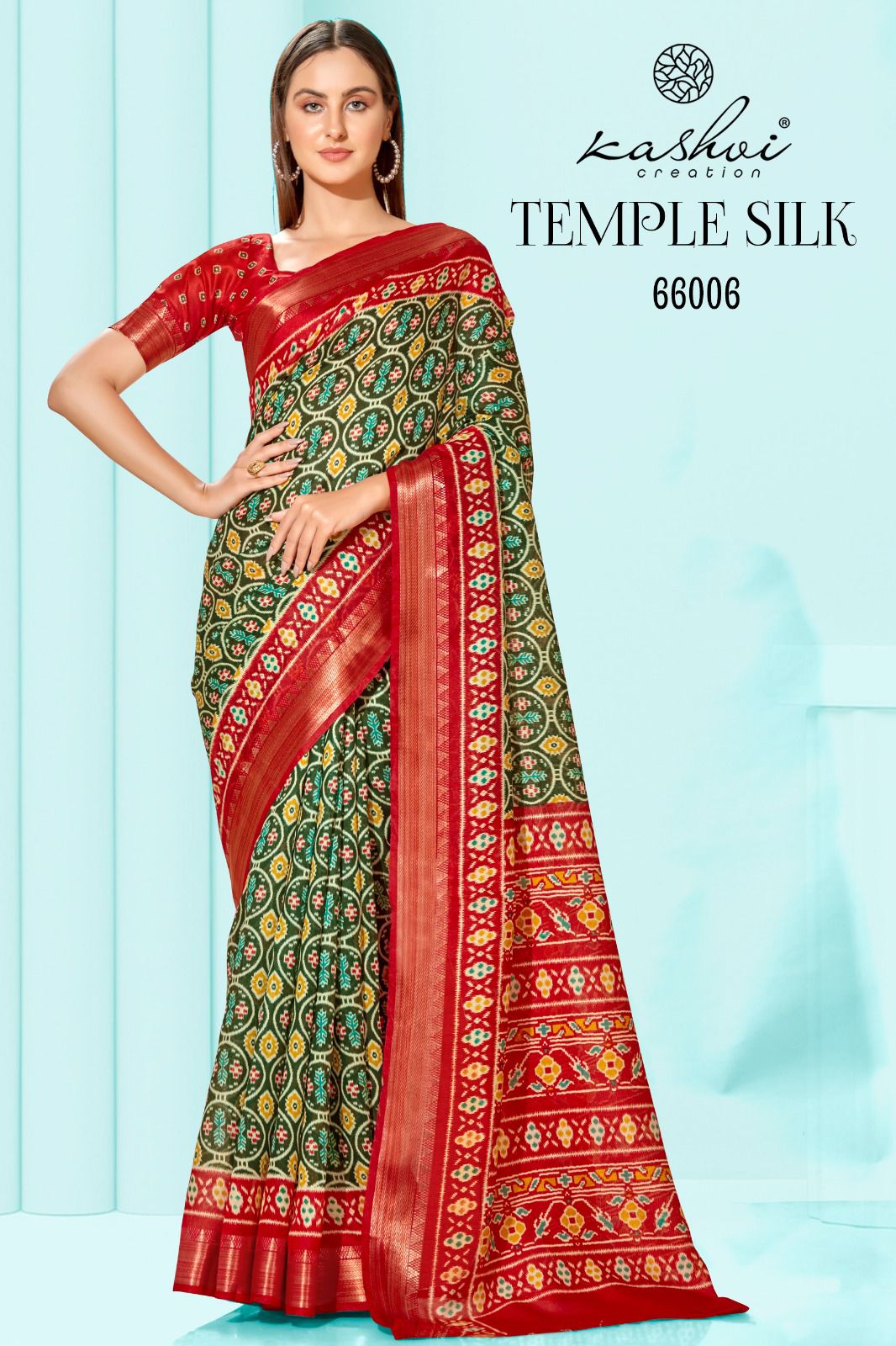 lt kashvi creation temple silk cotton decent look saree catalog