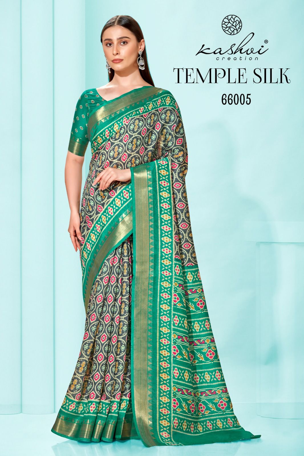 lt kashvi creation temple silk cotton decent look saree catalog