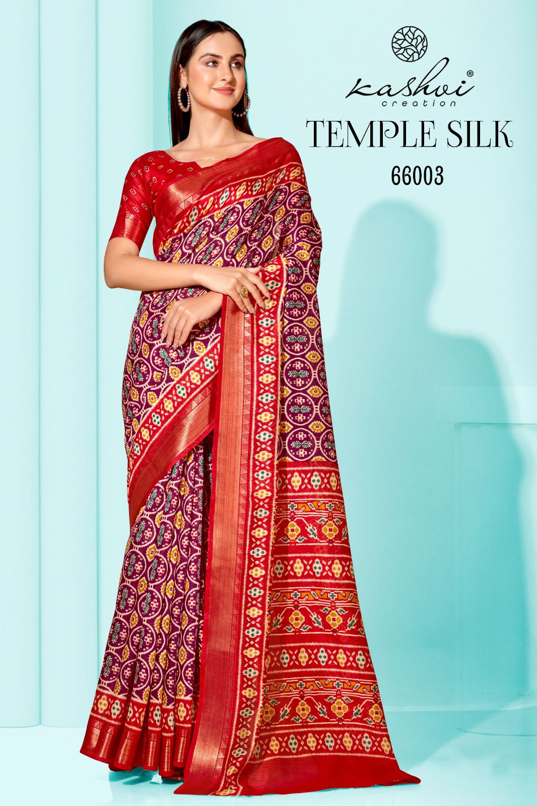 lt kashvi creation temple silk cotton decent look saree catalog