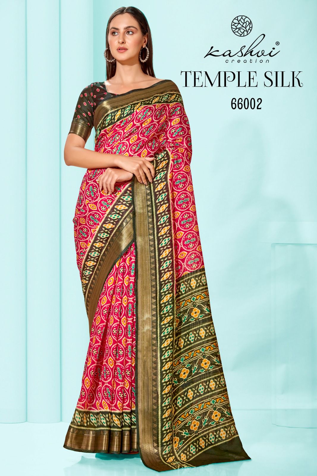 lt kashvi creation temple silk cotton decent look saree catalog