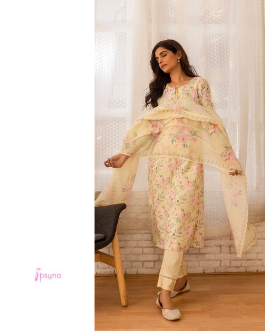 psyna psyna d no 9990 linen elegant top bottom with dupatta size set