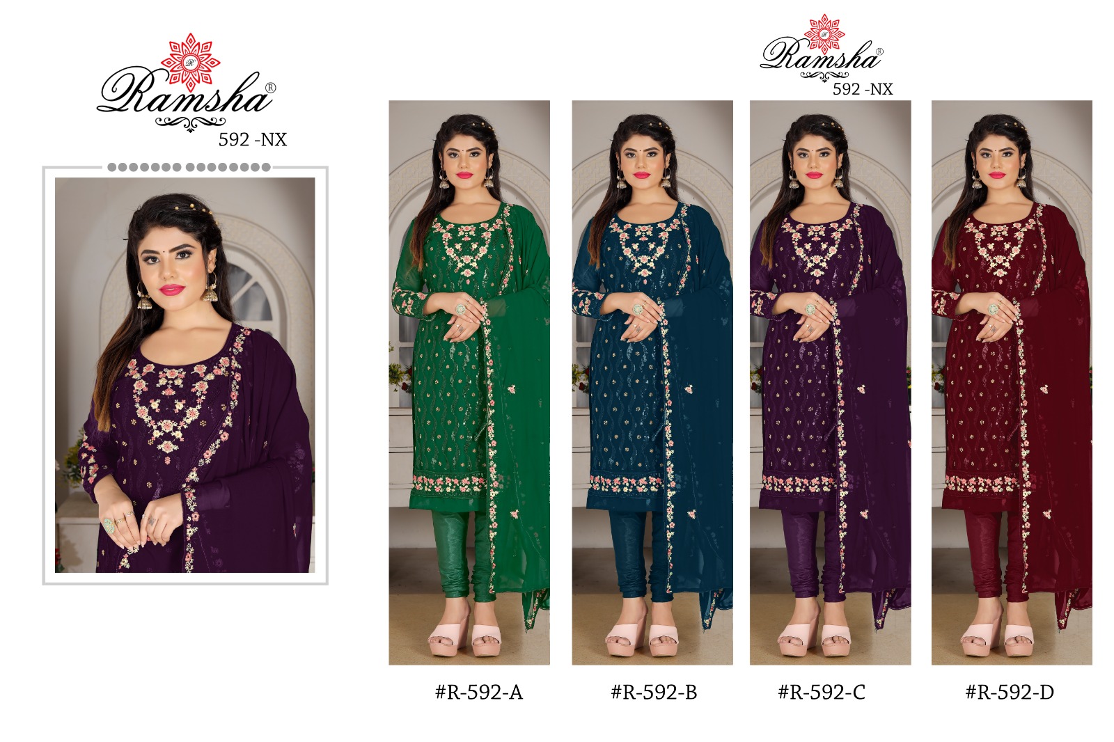 ramsha ramsha r 592 nx georgette gorgeous look salwar suit catalog