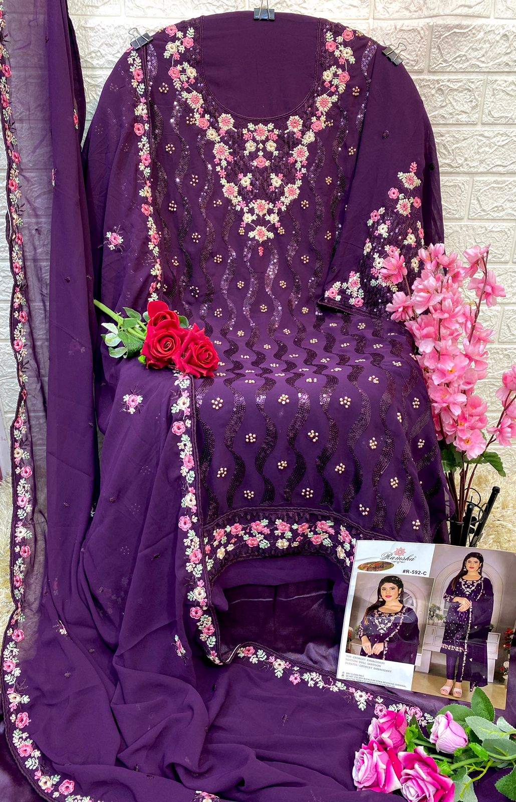 ramsha ramsha r 592 nx georgette gorgeous look salwar suit catalog