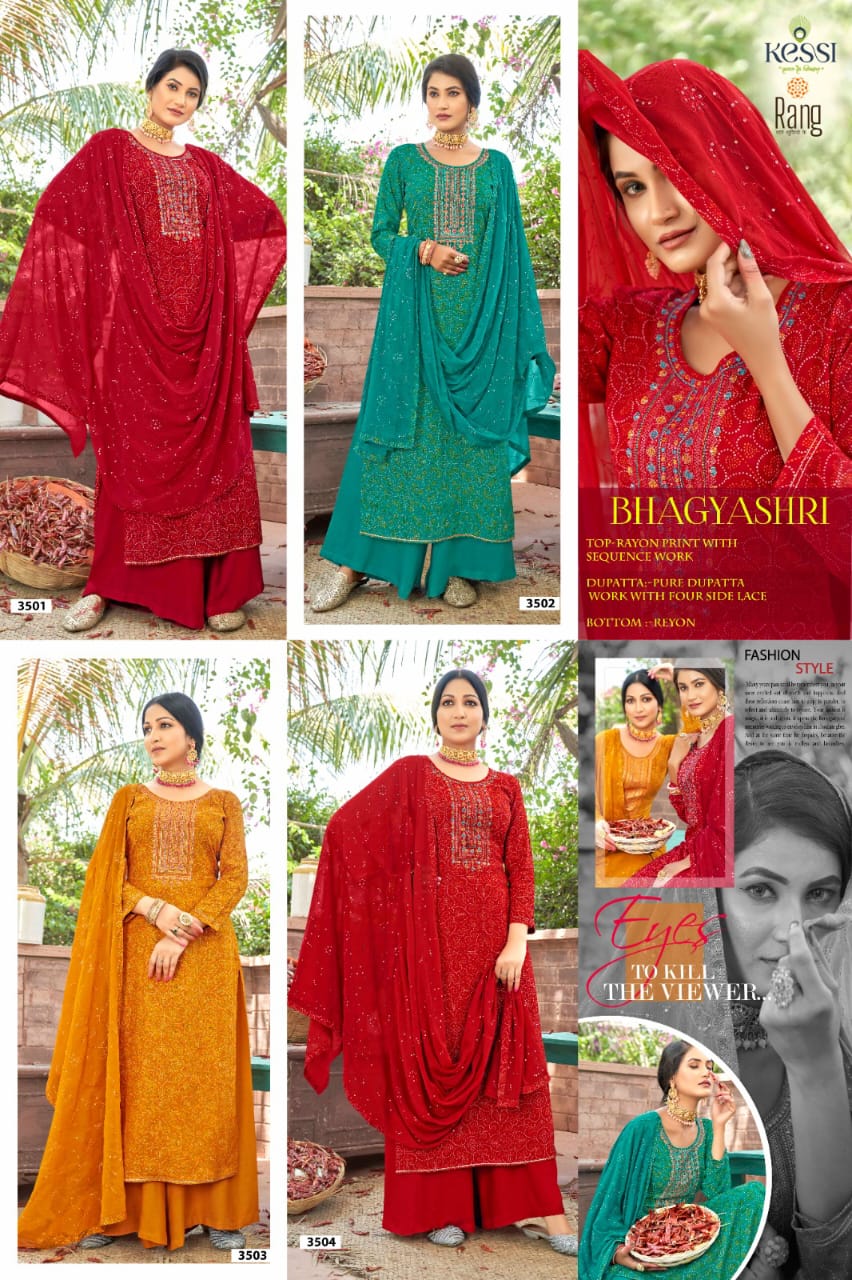 rang Bhagyashri rayon exclusive print salwar suit catalog