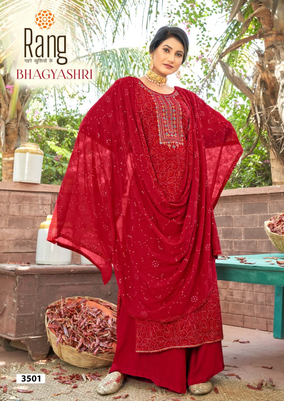 rang Bhagyashri rayon exclusive print salwar suit catalog