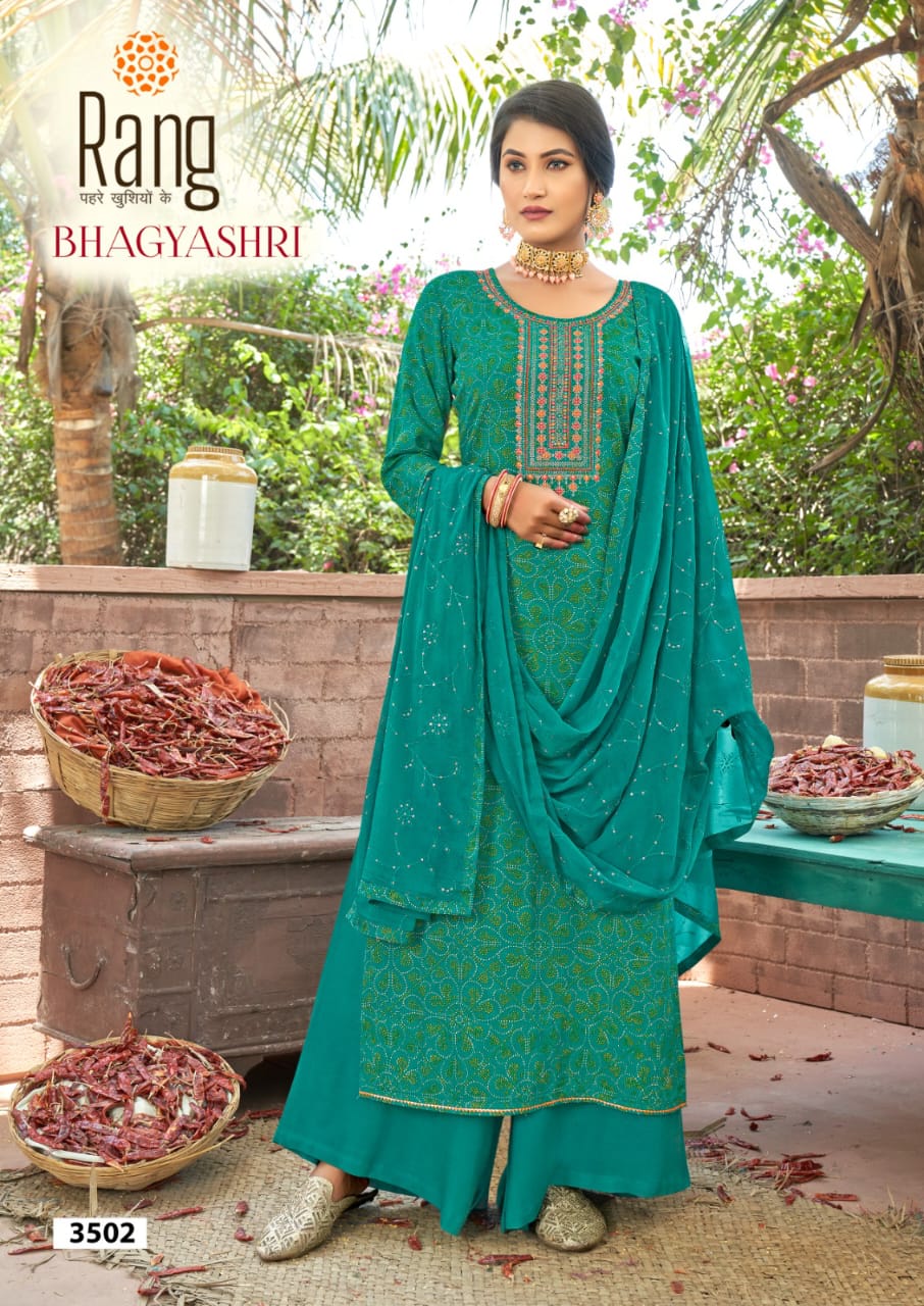 rang Bhagyashri rayon exclusive print salwar suit catalog