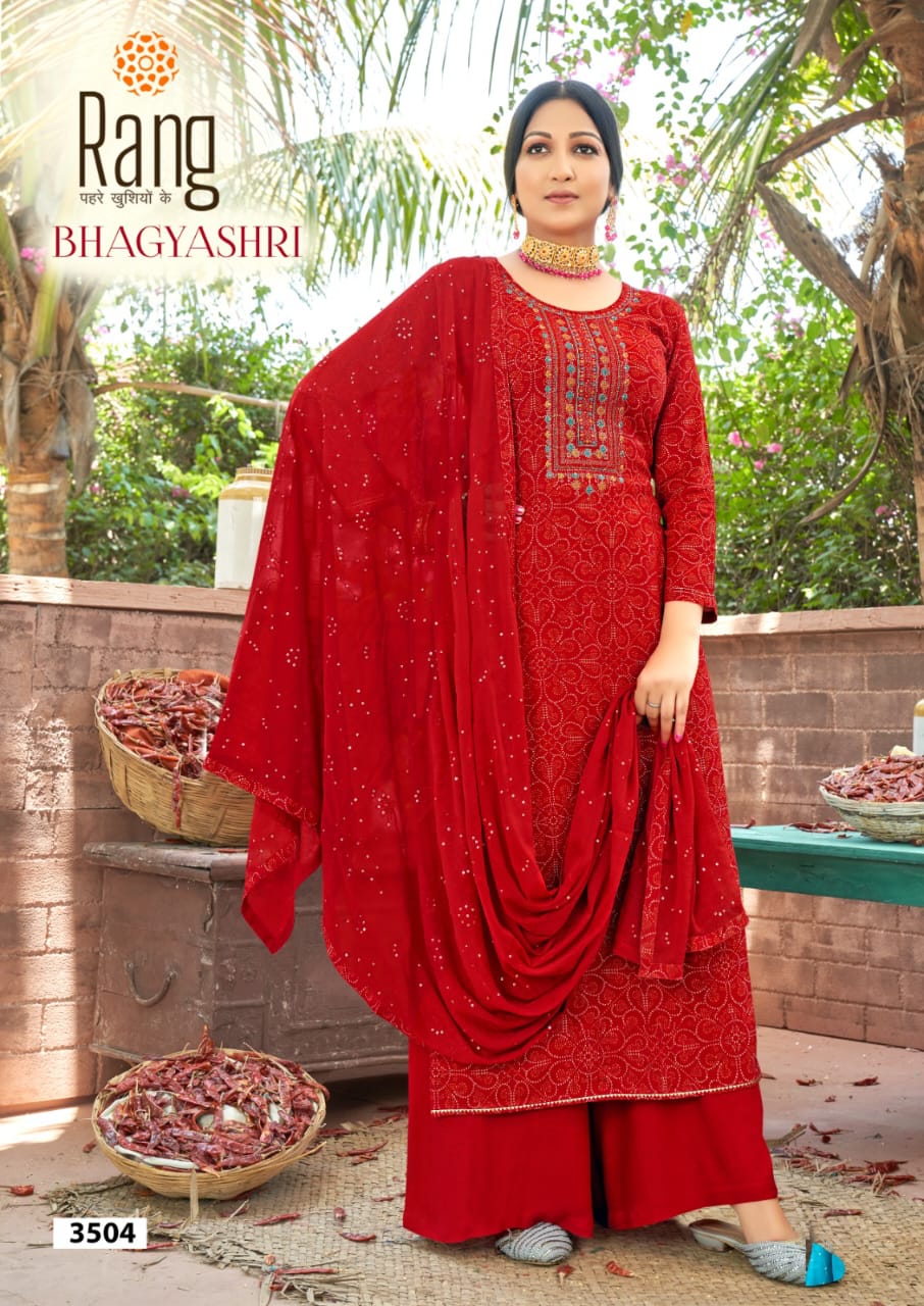 rang Bhagyashri rayon exclusive print salwar suit catalog