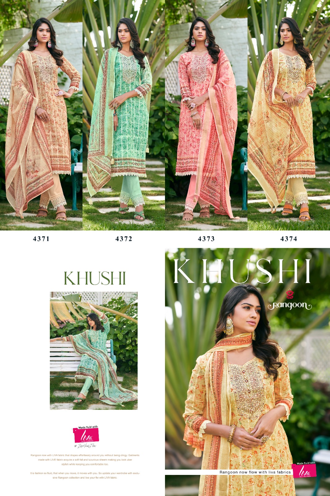 rangoon khushi cotton exclusive print top bottom with dupatta catalog