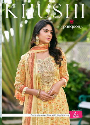 rangoon khushi cotton exclusive print top bottom with dupatta catalog