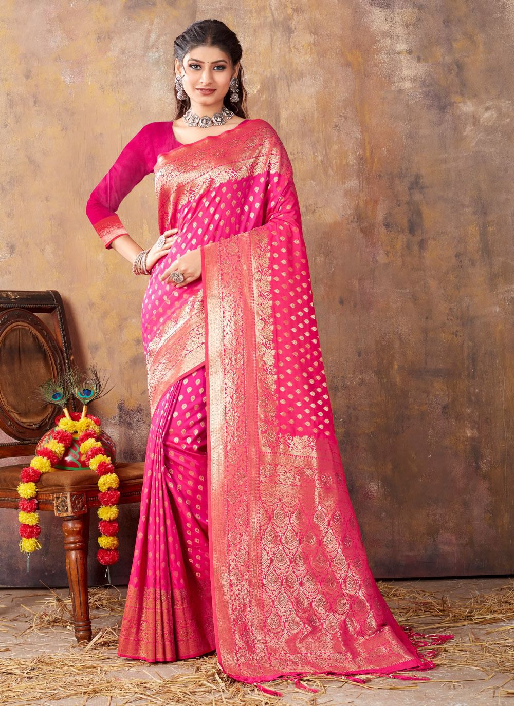 sangam print akansha Banarasi Silk elegant look saree catalog