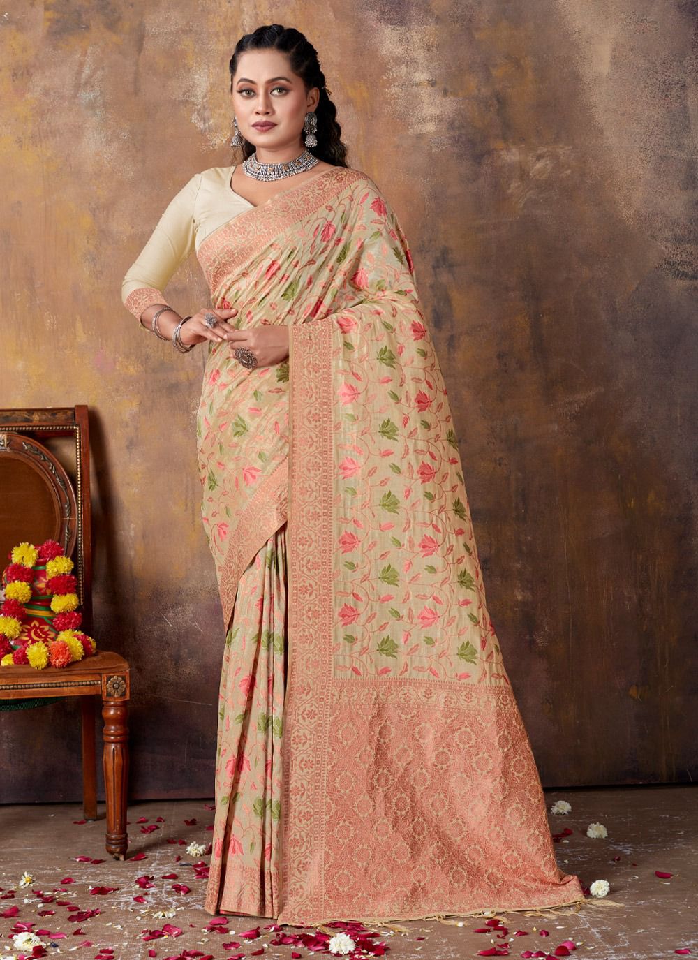 sangam print amanat silk gorgeous look saree catalog