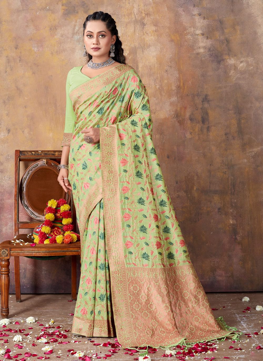 sangam print amanat silk gorgeous look saree catalog