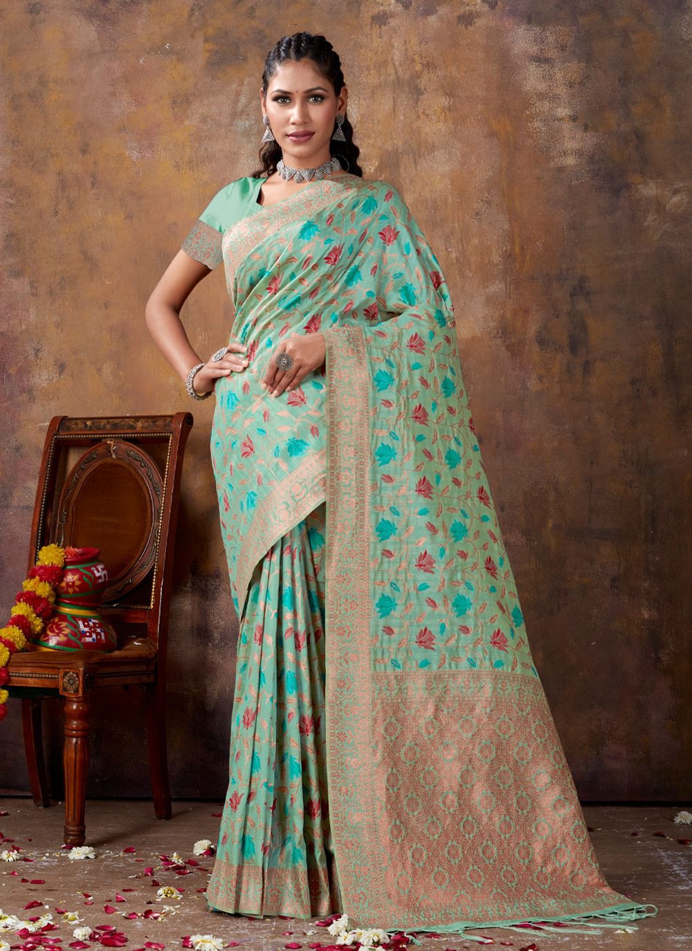 sangam print amanat silk gorgeous look saree catalog