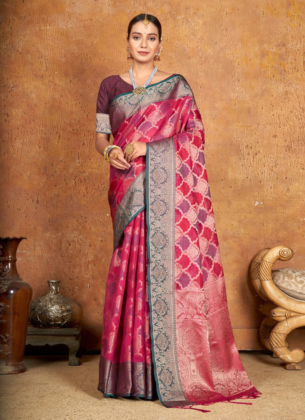 Sangam print ashika silk regal look saree catalog