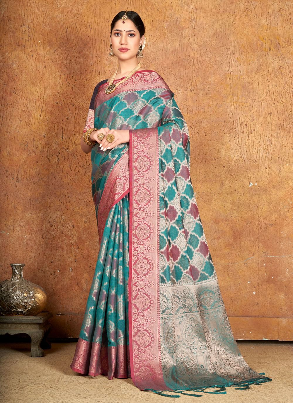 Sangam print ashika silk regal look saree catalog