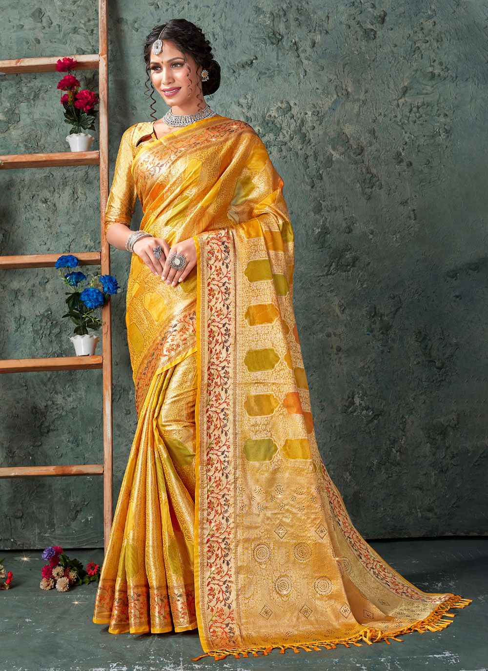 sangam print balam organza decent look saree catalog