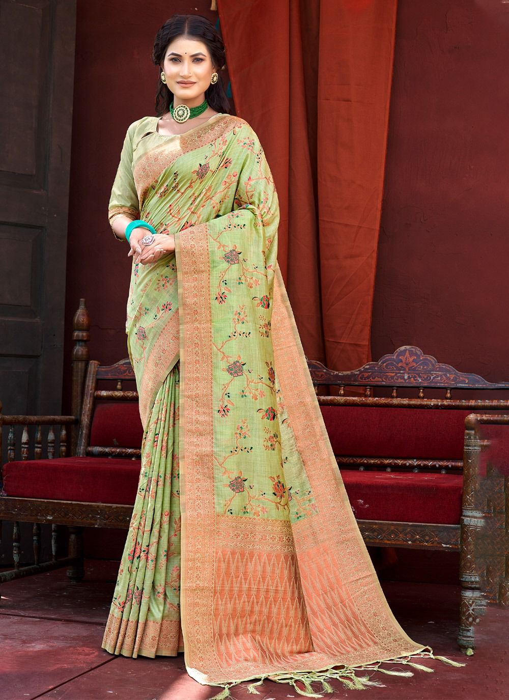 sangam print kanhaiya Banarasi Silk elegant look saree catalog