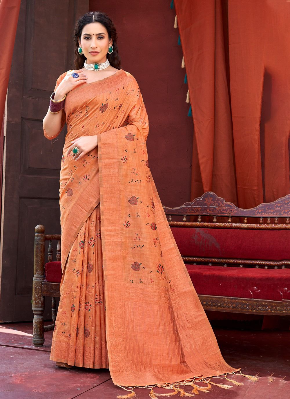 sangam print kanhaiya Banarasi Silk elegant look saree catalog