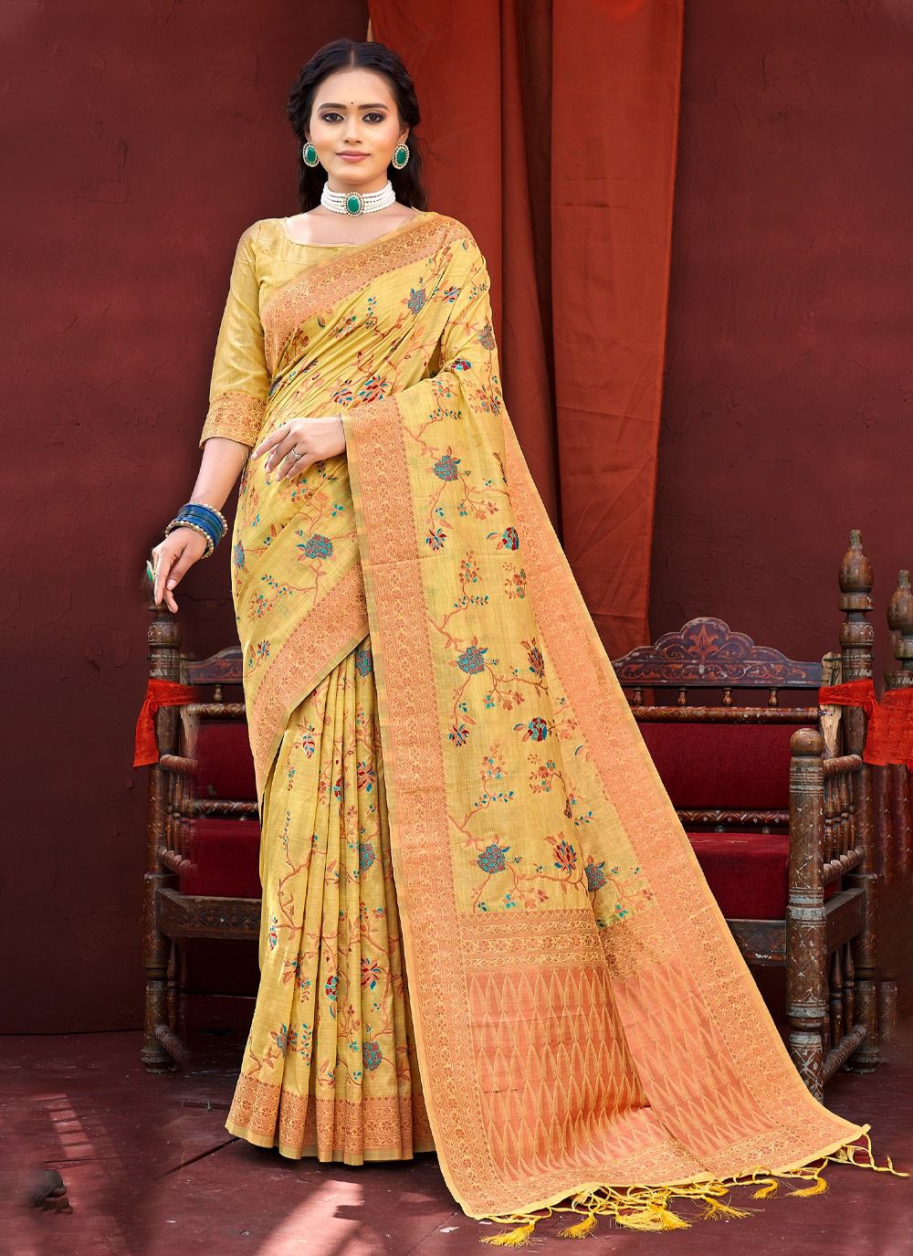 sangam print kanhaiya Banarasi Silk elegant look saree catalog