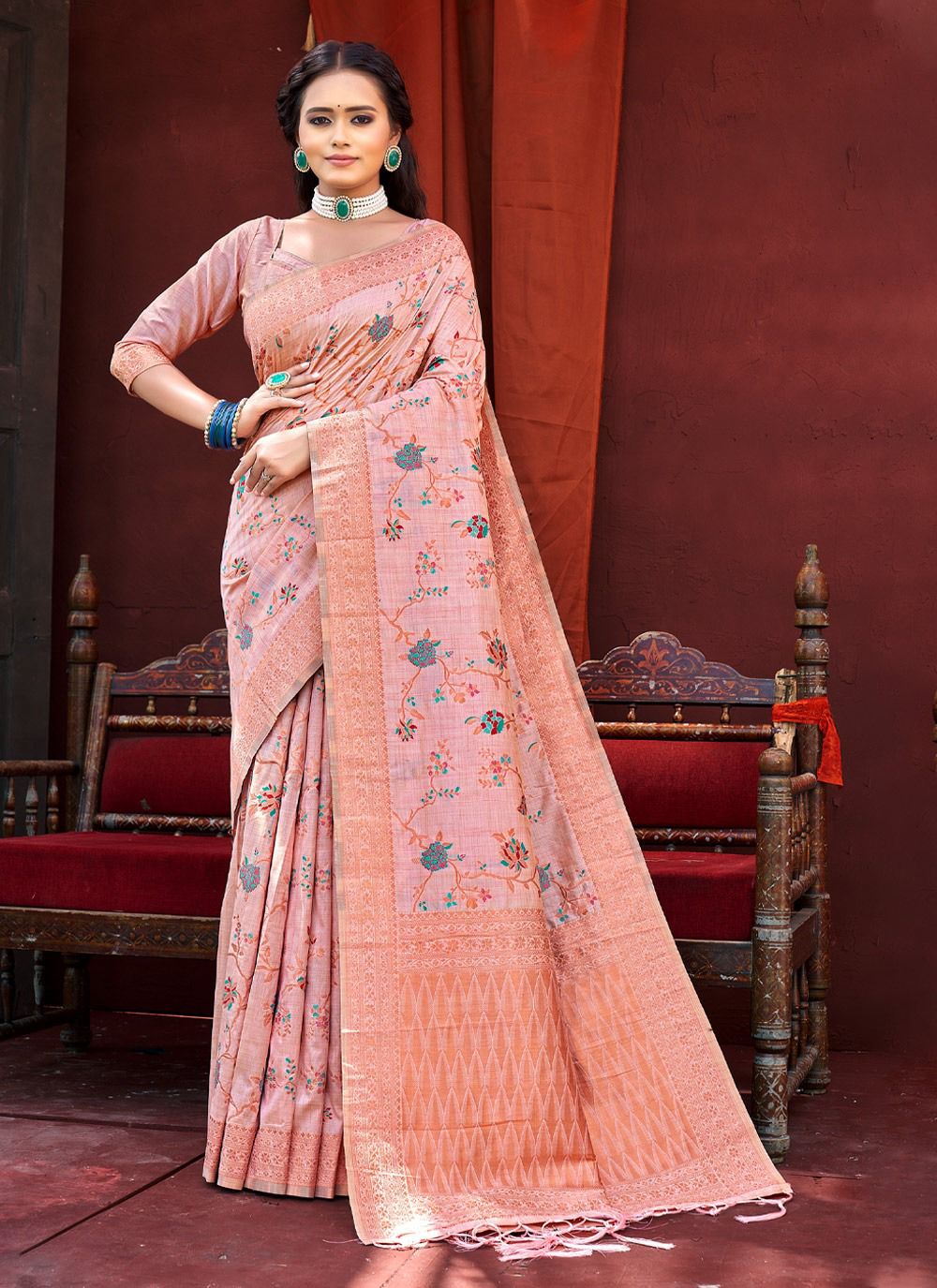 sangam print kanhaiya Banarasi Silk elegant look saree catalog