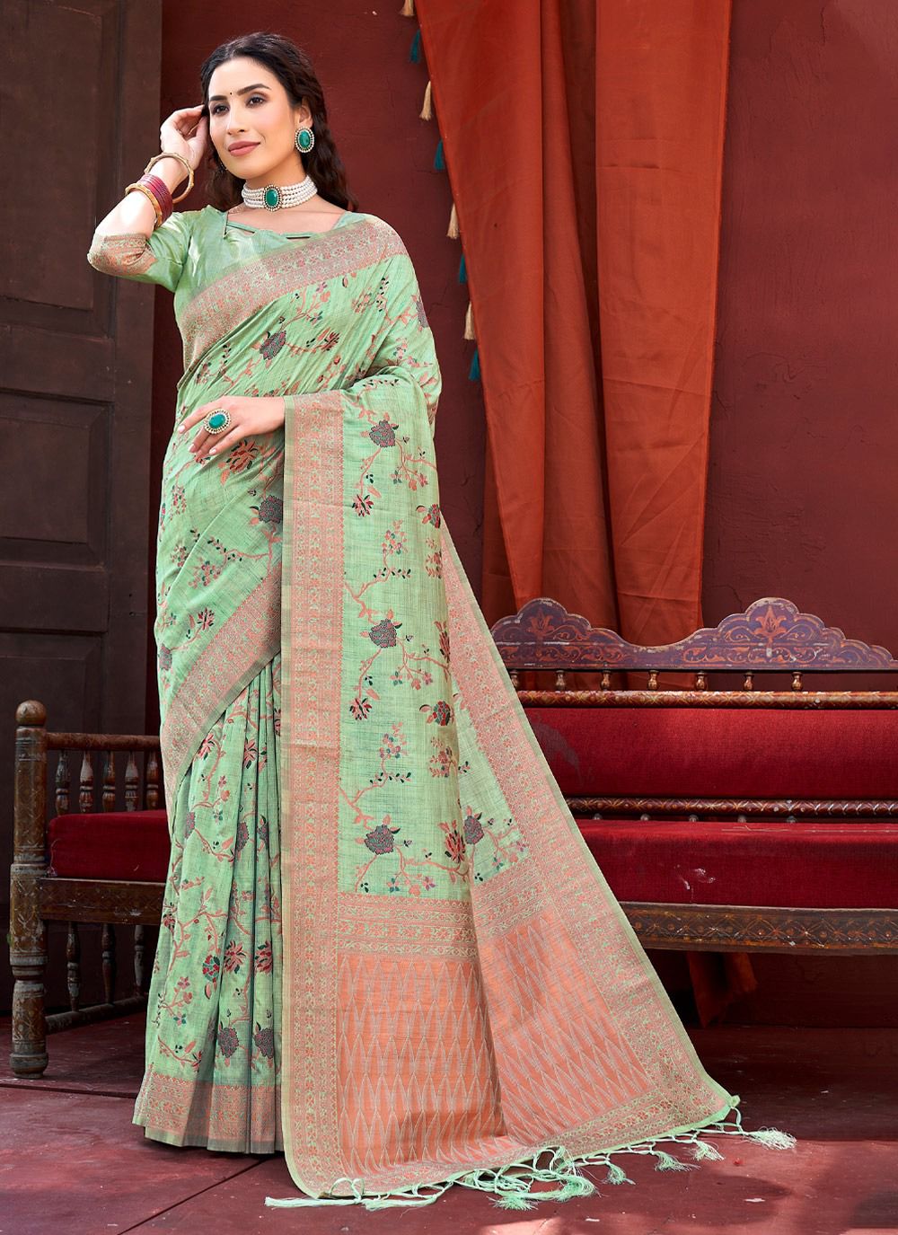 sangam print kanhaiya Banarasi Silk elegant look saree catalog