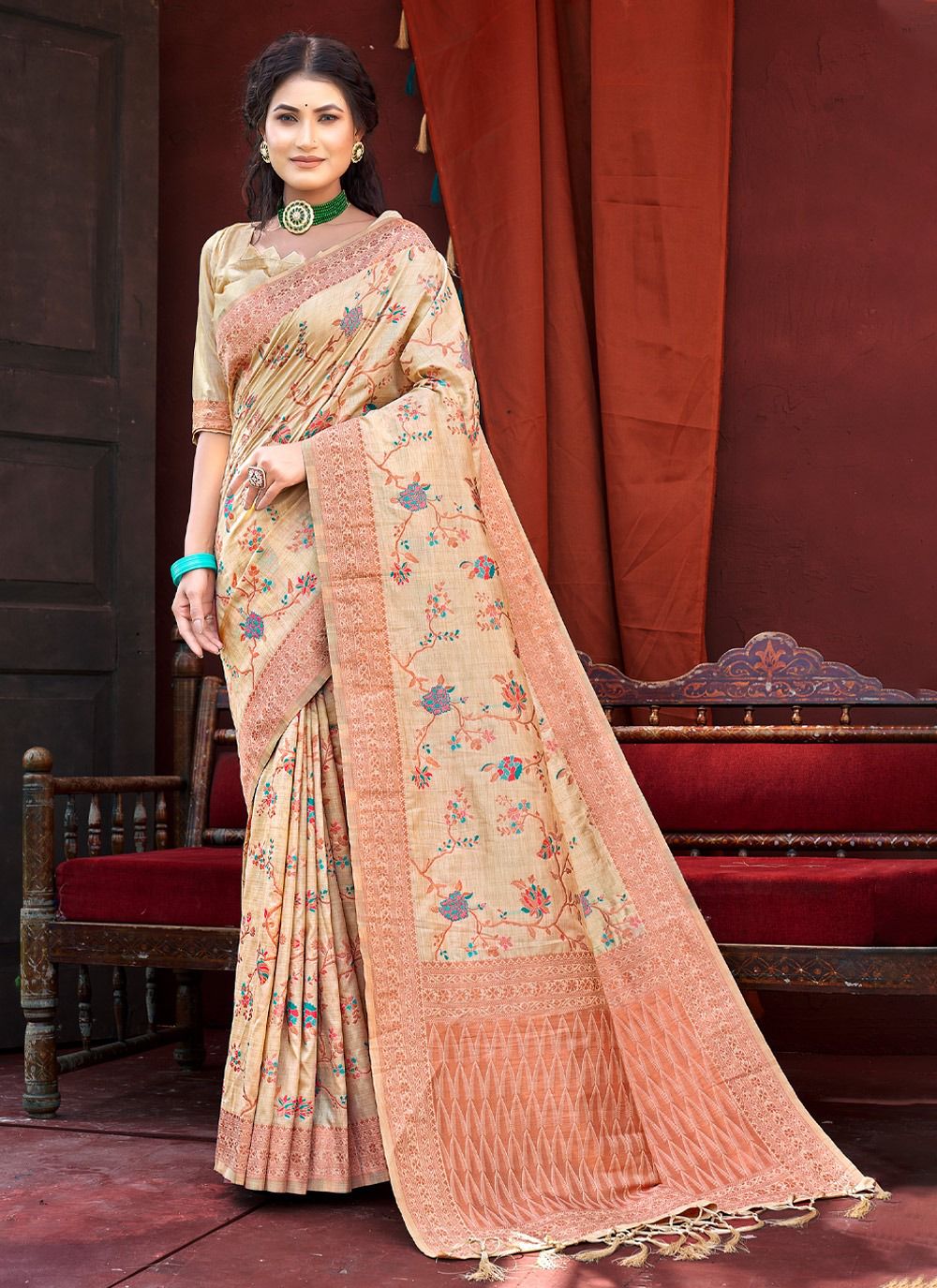 sangam print kanhaiya Banarasi Silk elegant look saree catalog