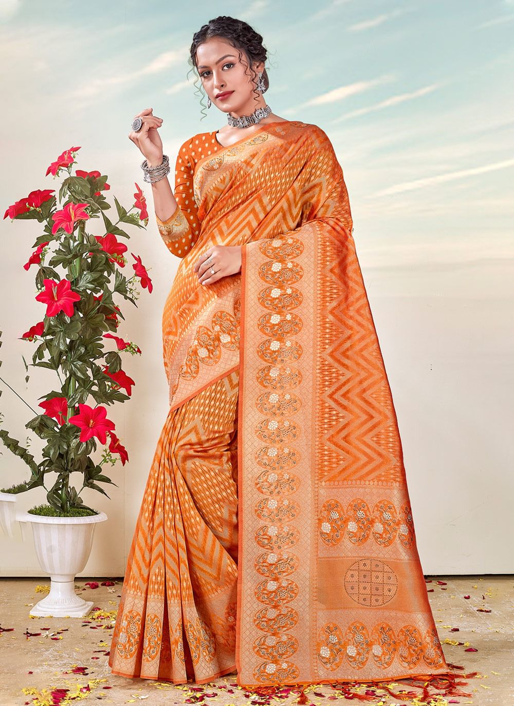 sangam print khushi organza new and modern look saree catalog