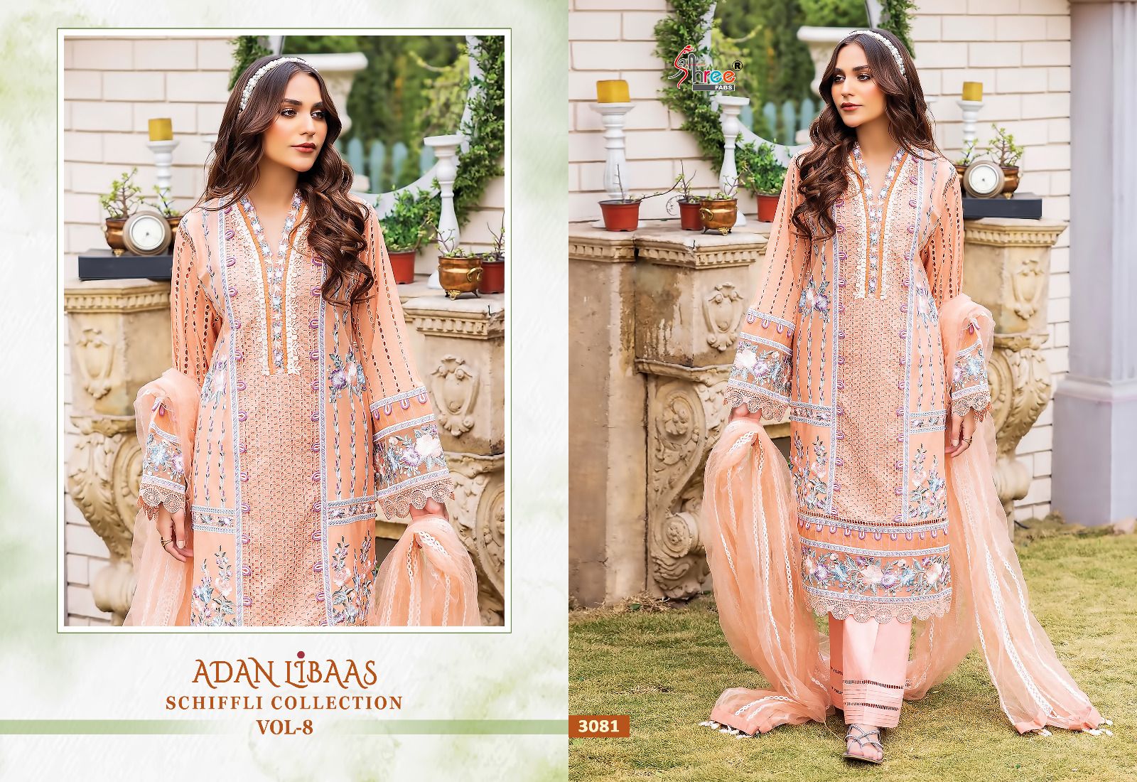 shree fabs adan libaas schiffli collection vol 08 cotton new and modern look salwar suit catalog