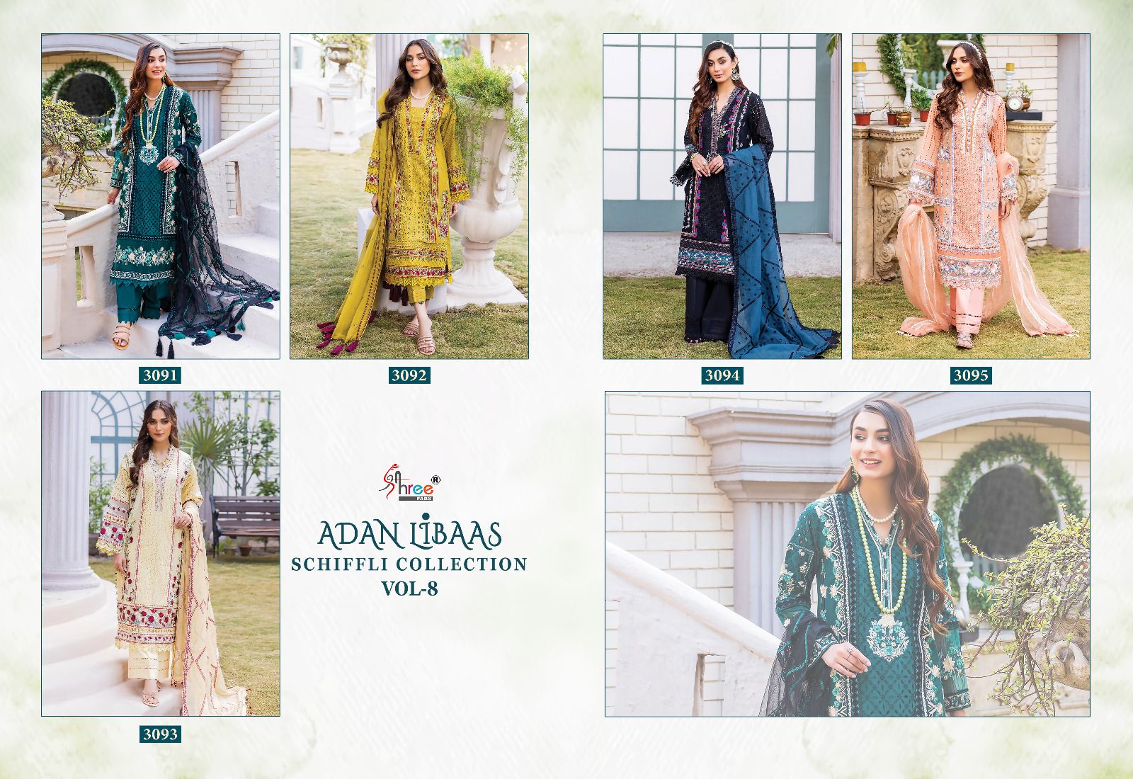 shree fabs adan libaas schiffli collection vol 08 cotton new and modern look salwar suit catalog