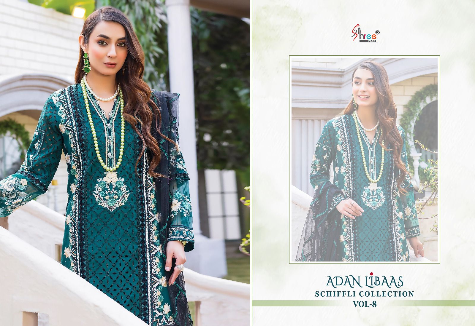 shree fabs adan libaas schiffli collection vol 08 cotton new and modern look salwar suit catalog