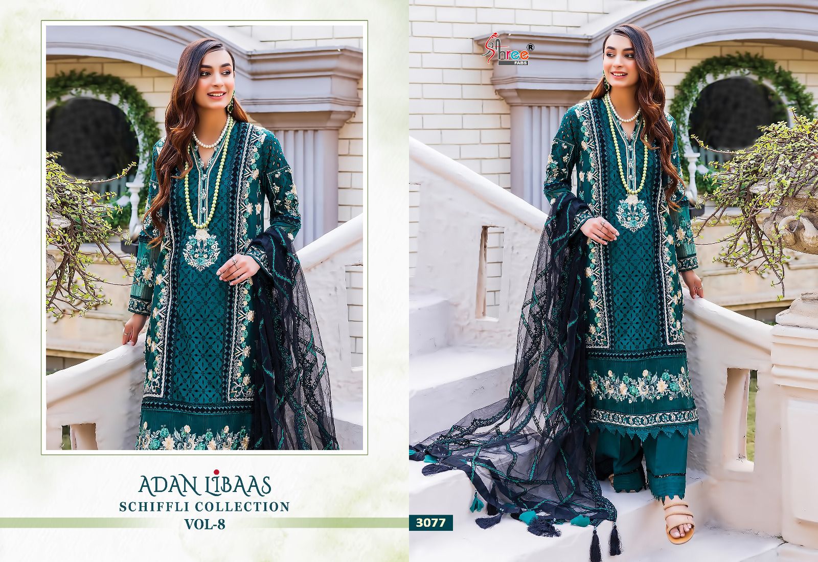 shree fabs adan libaas schiffli collection vol 08 cotton new and modern look salwar suit catalog