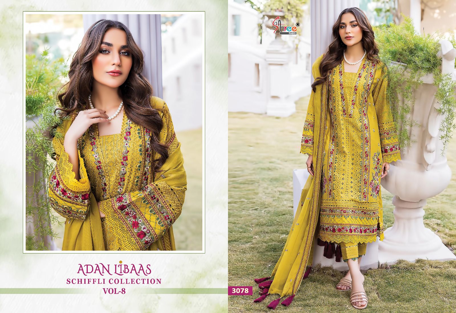 shree fabs adan libaas schiffli collection vol 08 cotton new and modern look salwar suit catalog