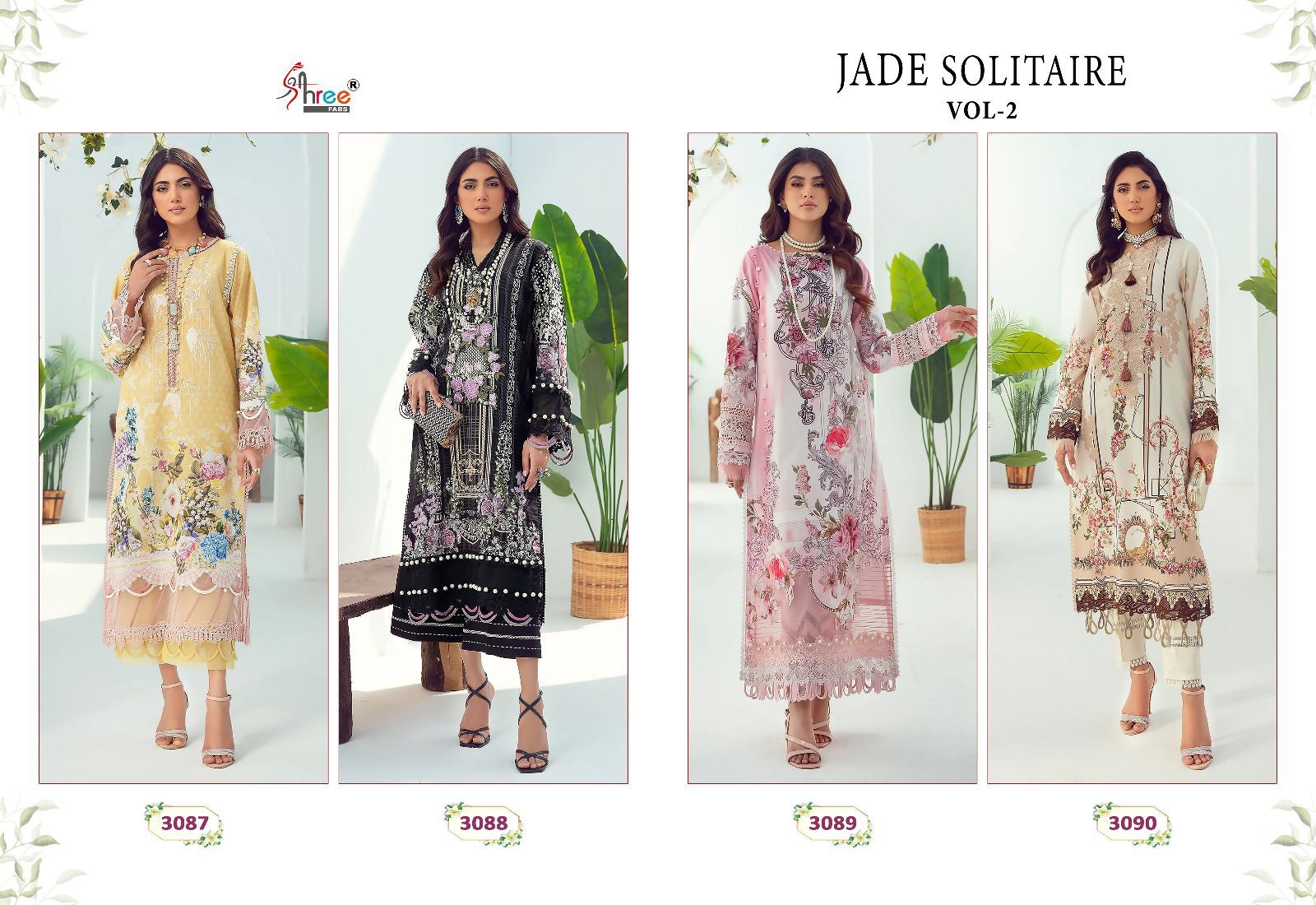 shree fabs jade solitaire 02 cotton decent embrodiery look salwar suit with cotton dupatta catalog