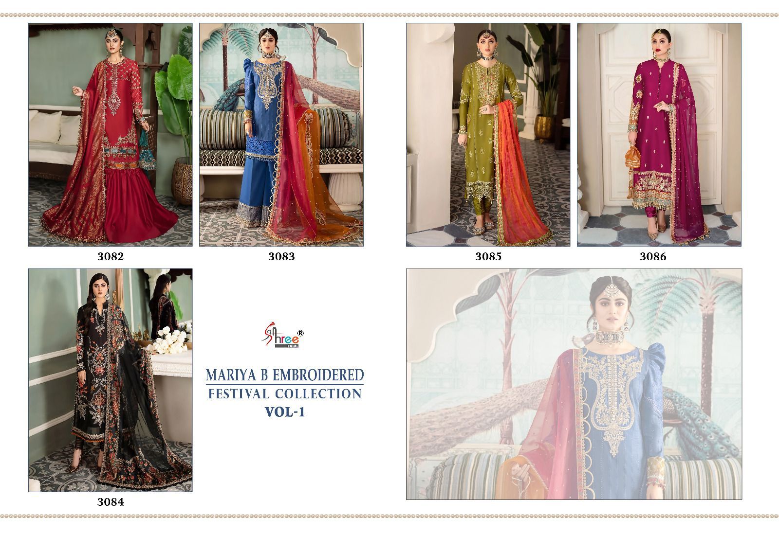 shree fabs Maria b embroidered festival collection vol 1 rayon elegant salwar suit catalog