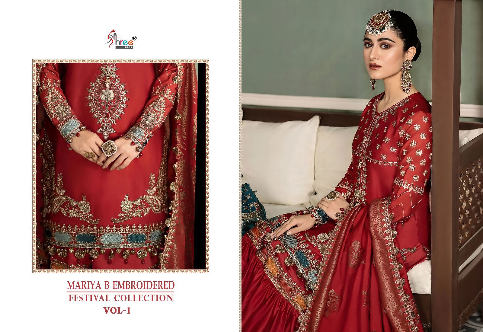 shree fabs Maria b embroidered festival collection vol 1 rayon elegant salwar suit catalog