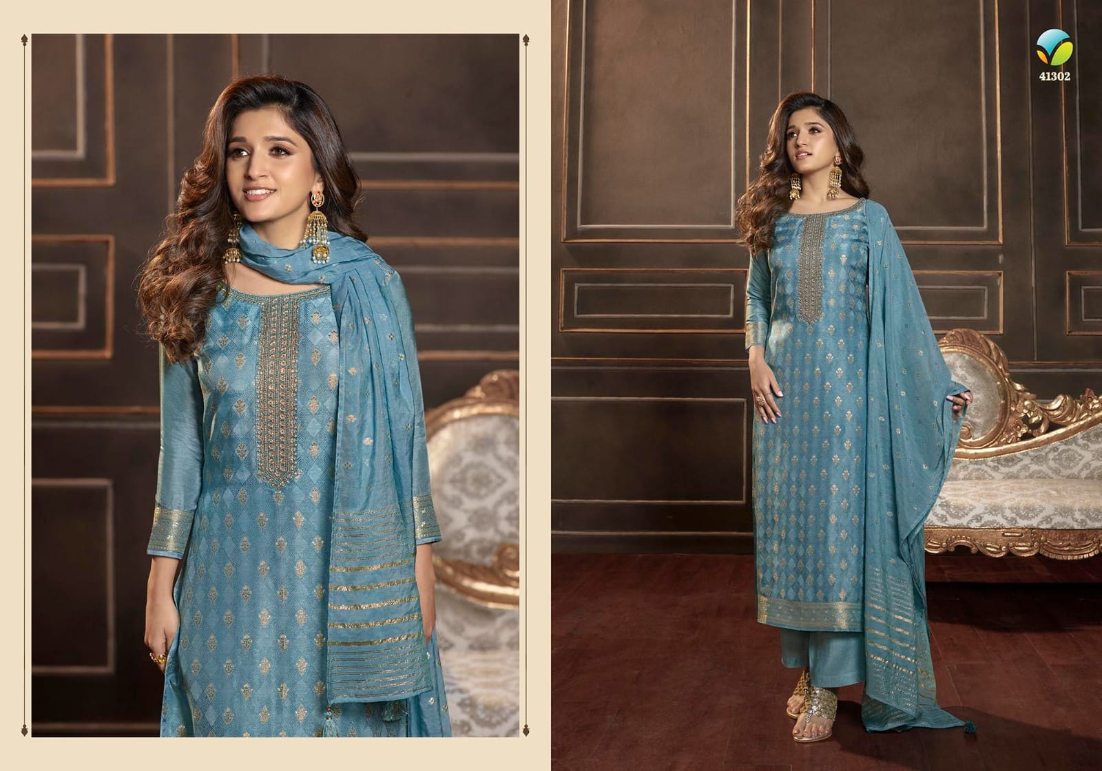 vinay fashion tumbaa silver line dola gorgeous look top bottom with dupatta catalog