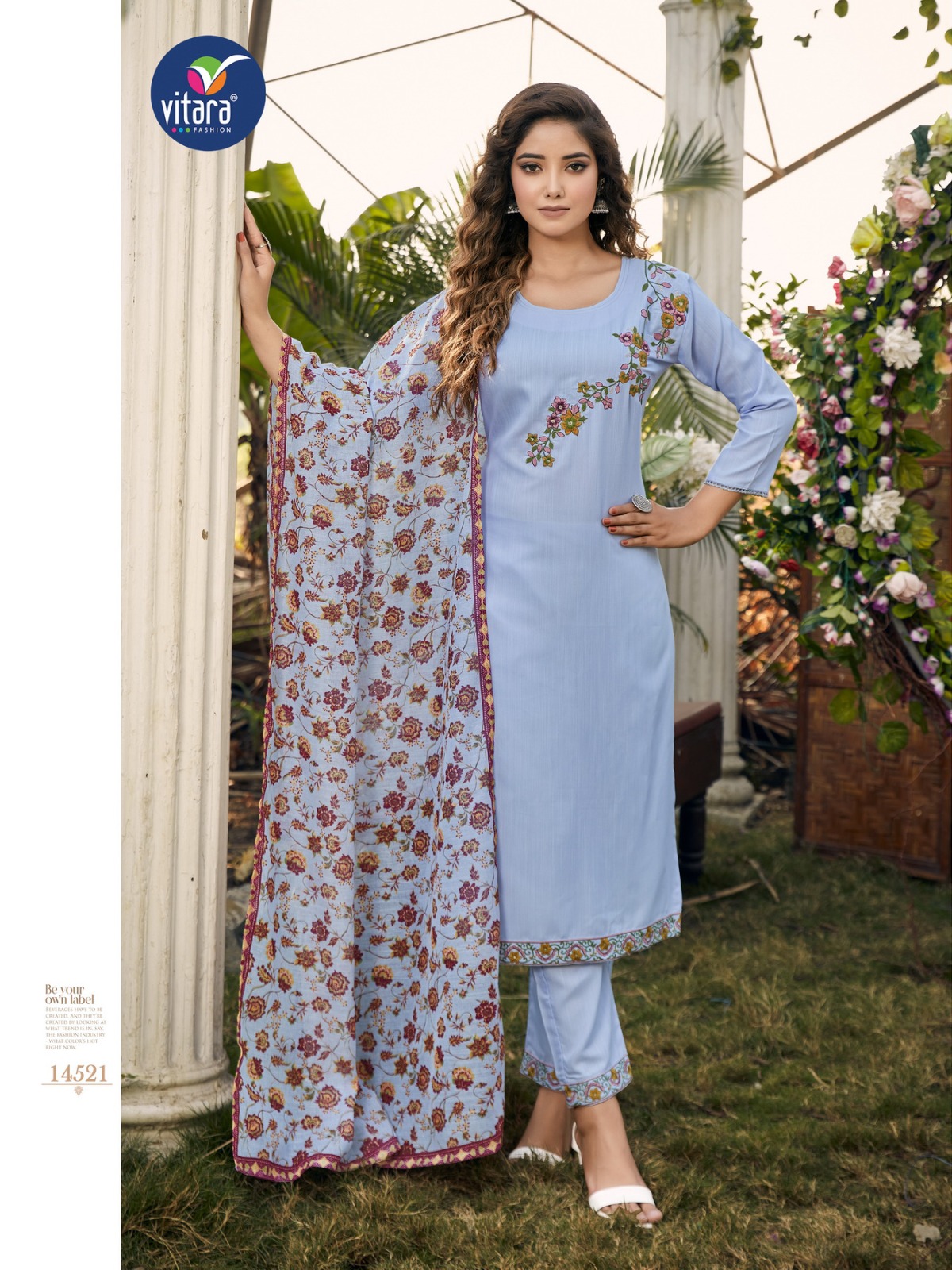 vitara fashion ofira cotton gorgeous look top bottom with dupatta catalog