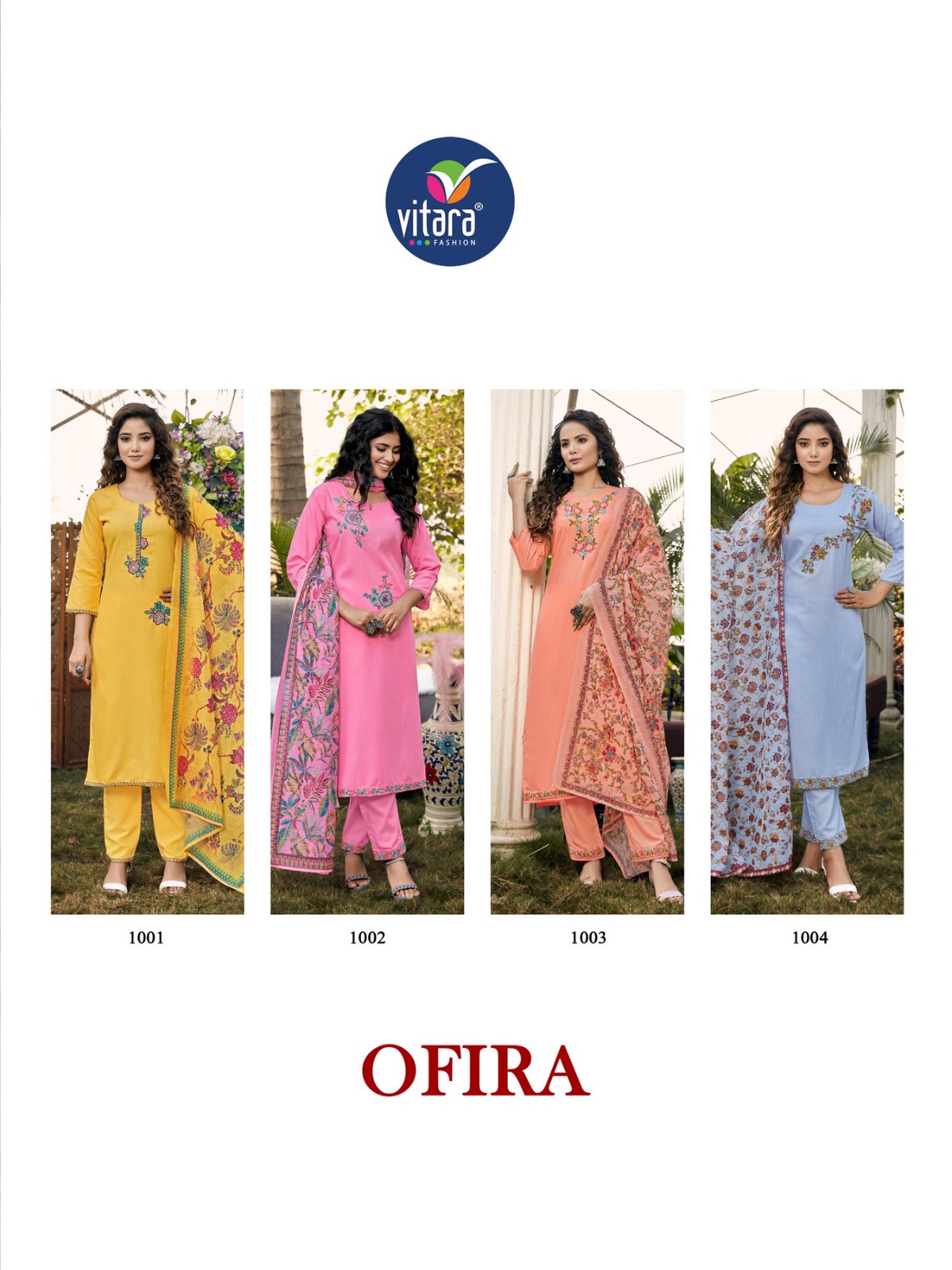 vitara fashion ofira cotton gorgeous look top bottom with dupatta catalog