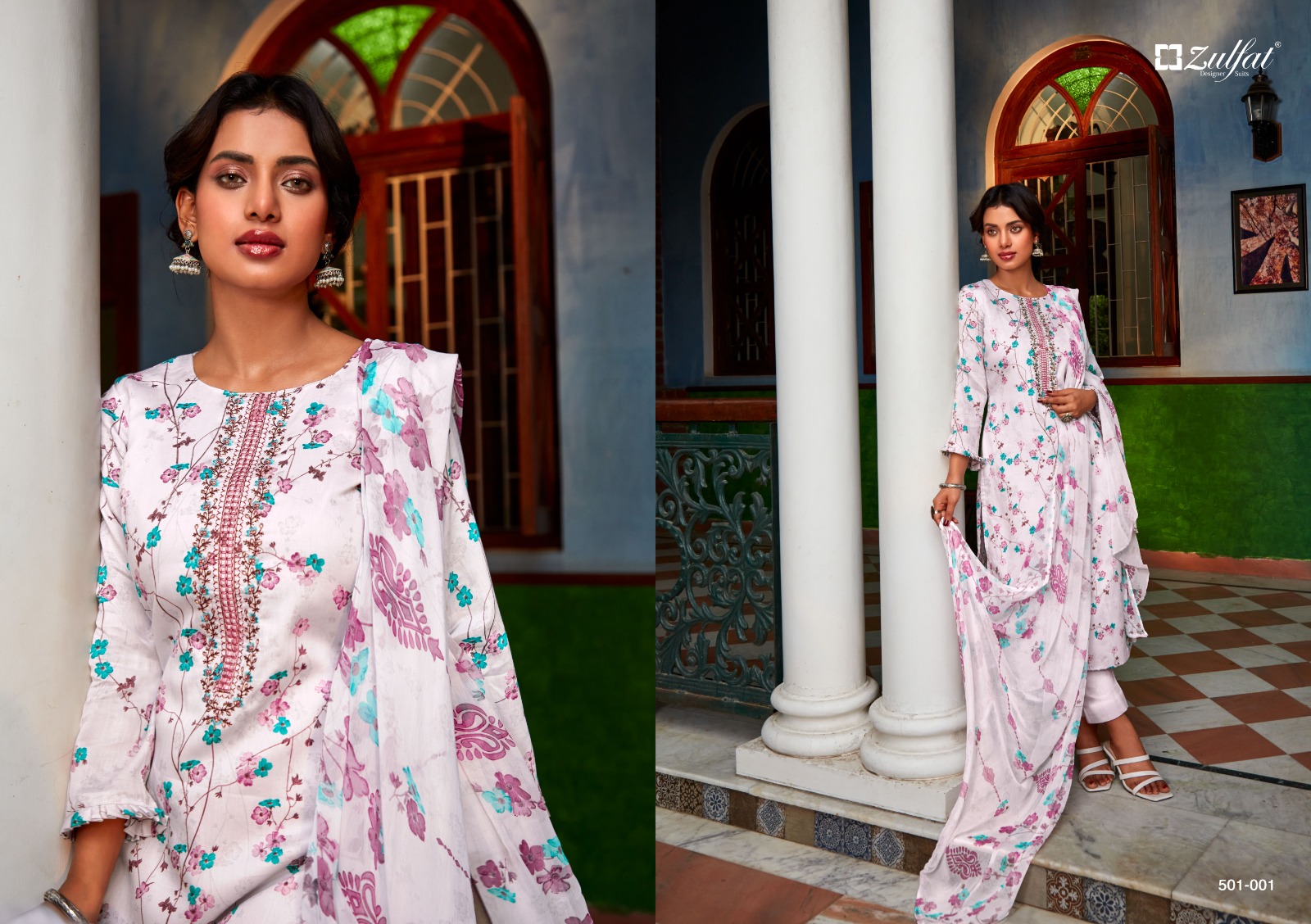 zulfat designer suit dilreet jam cotton regal look salwar suit catalog