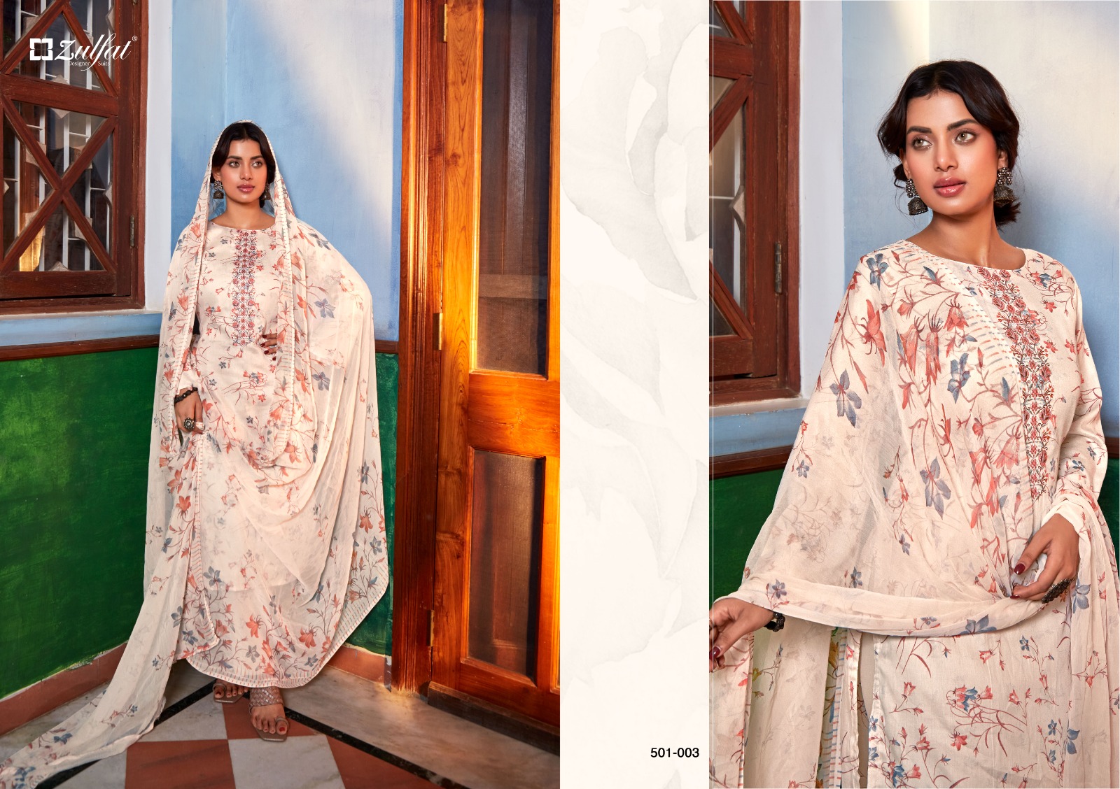 zulfat designer suit dilreet jam cotton regal look salwar suit catalog