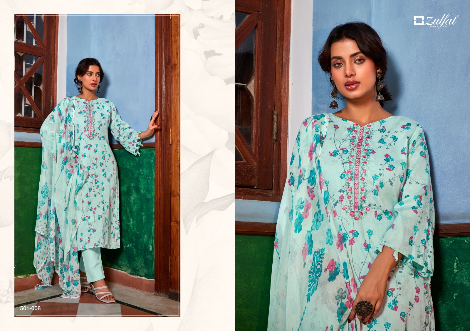 zulfat designer suit dilreet jam cotton regal look salwar suit catalog