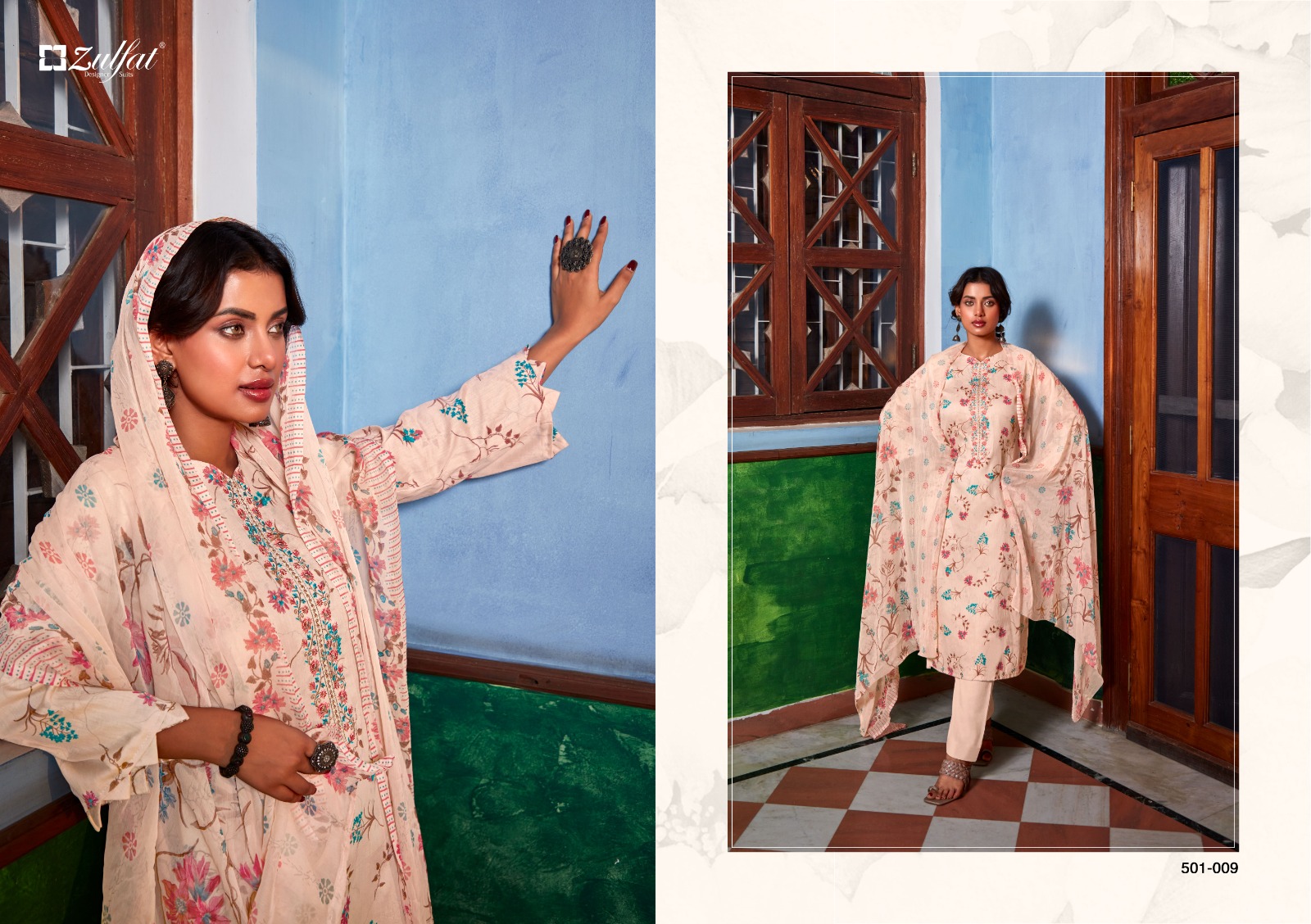 zulfat designer suit dilreet jam cotton regal look salwar suit catalog