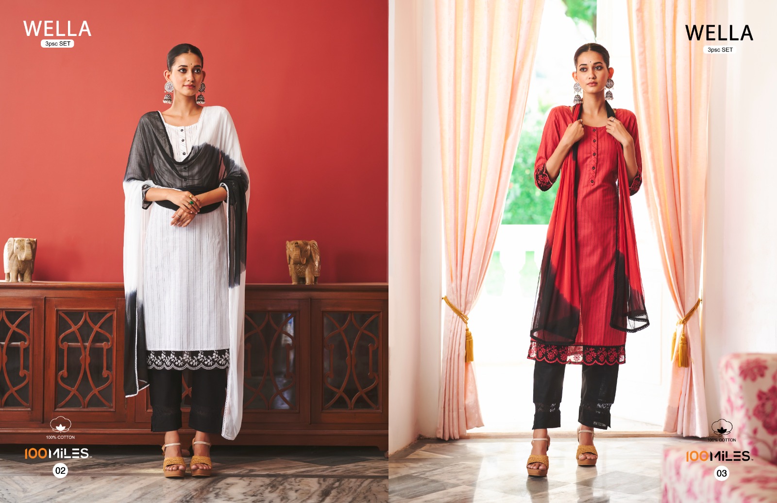 100 milles wella cotton decent look kurti pant with dupatta catalog