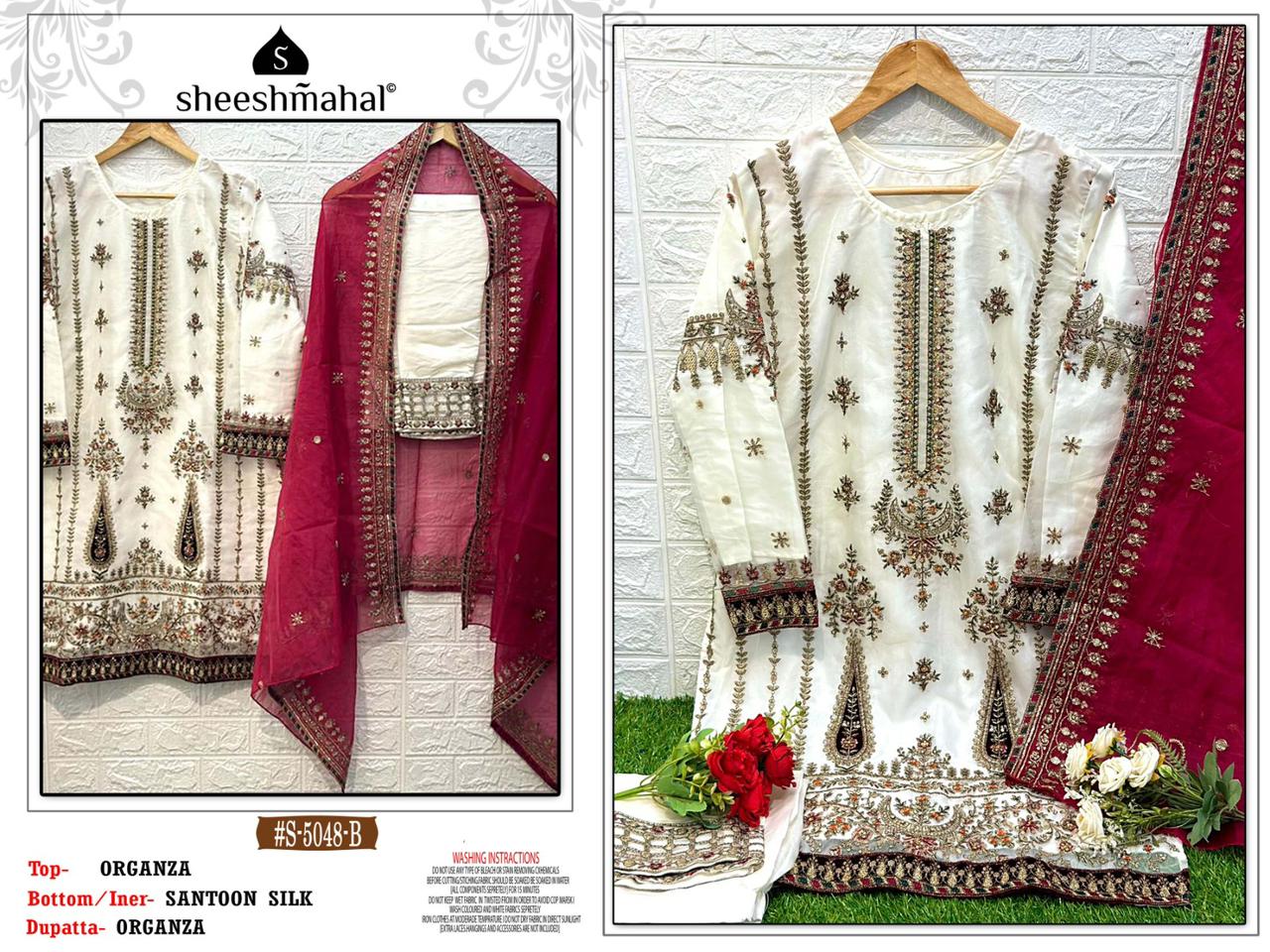 aashirwad sheeshmahal s 5048 organza regal look top bottom with dupatta  catalog