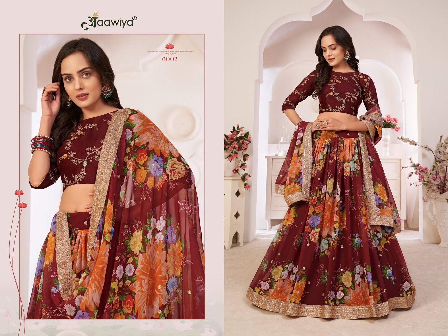 aawiya offcial lotus vol 1 6002 Georgette innovative look lehngha single