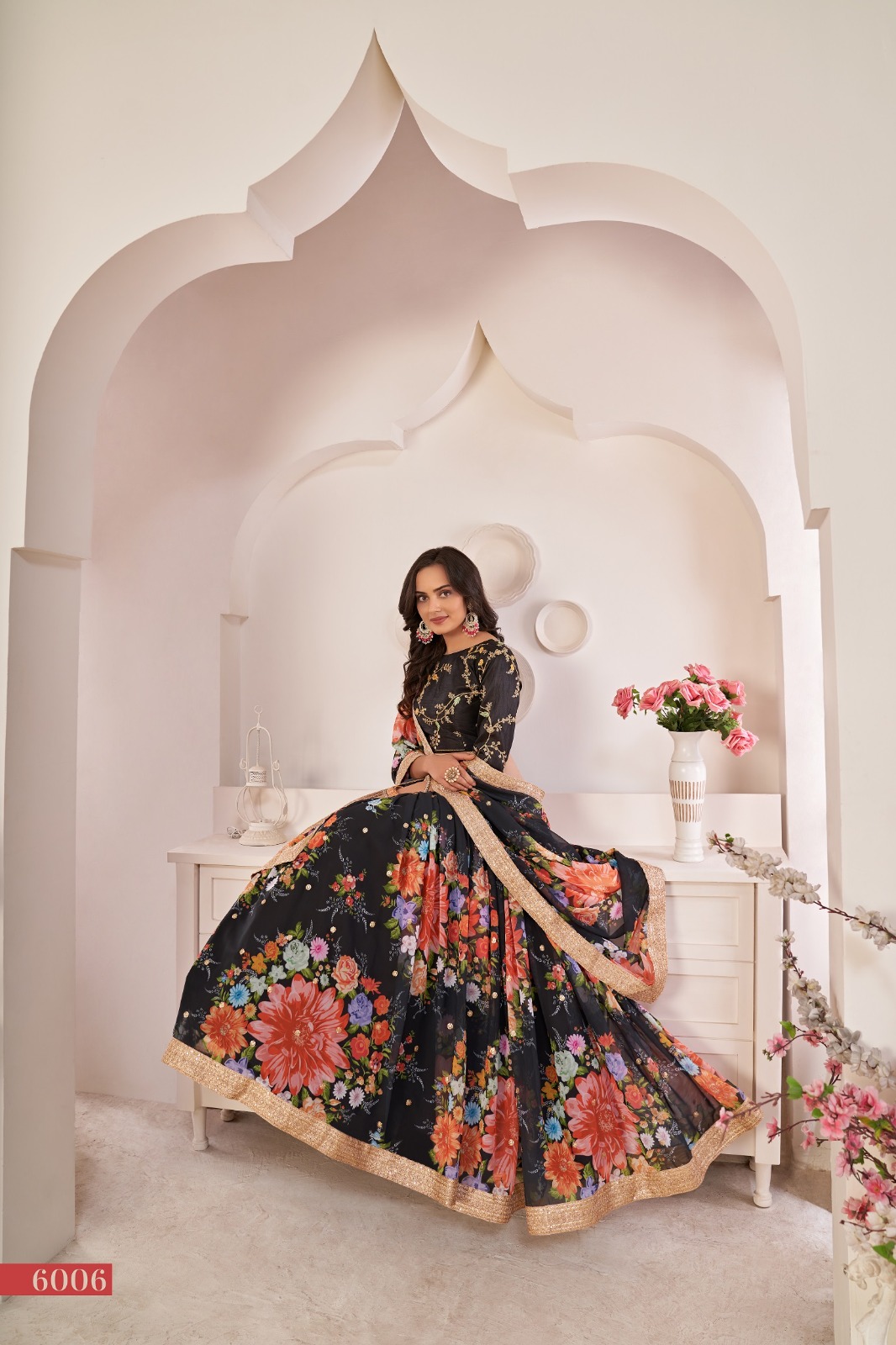 aawiya offcial lotus vol 1 6006 Georgette innovative look lehngha single